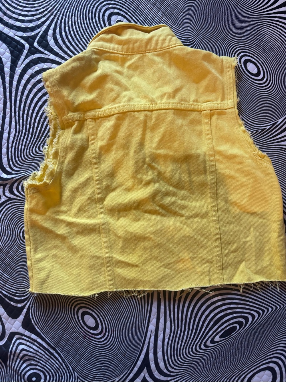 Women’s Bright Yellow Sleeveless Denim Vest - Picture 5 of 5
